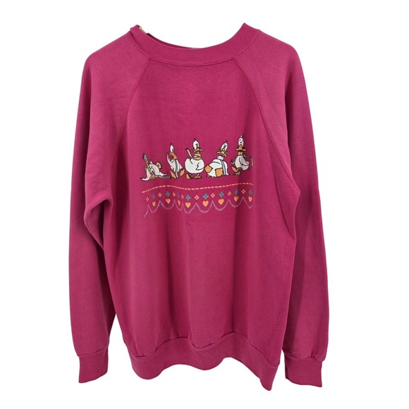 Vintage Ice Skating Ducks Geese Red Christmas Ugly Sweater‎ Jerzees Size XL 46 - Picture 3 of 5